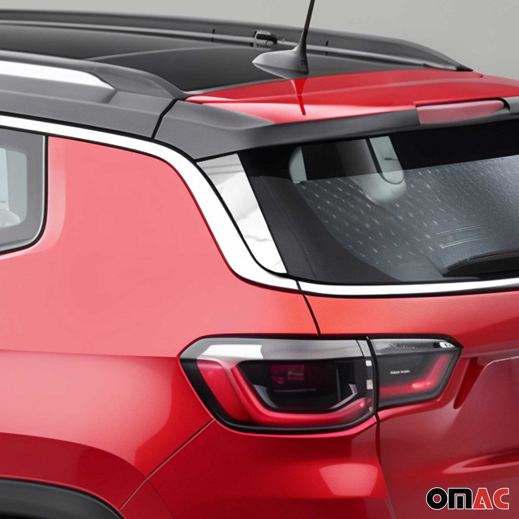 2017-2026 Jeep Compass Trunk Wing Side Trim Silver Stainless Steel 2 Pcs