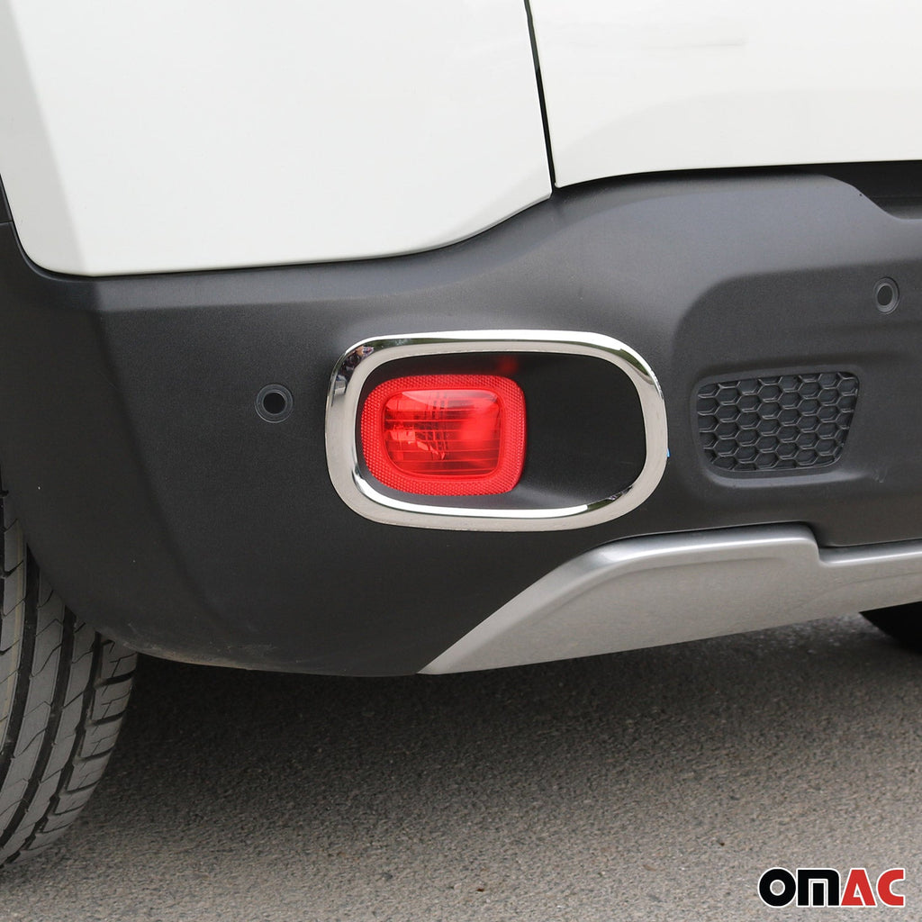 2015-2018 Jeep Renegade Rear Reflector Lamp Rim Frame Silver Steel 2 Pcs