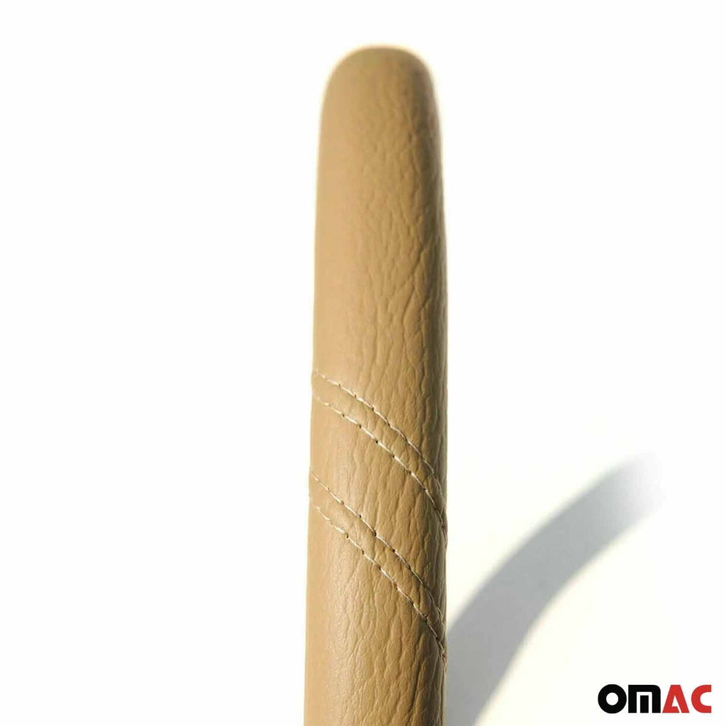 14.5-15.5’’ Steering Wheel Cover Dark Beige Leather Anti-slip Breathable