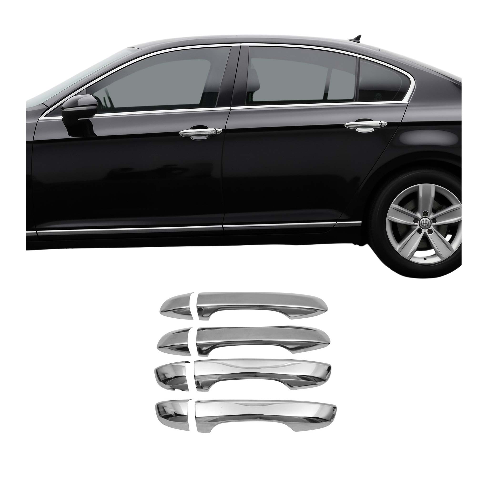 2018-2024 VW Tiguan Car Door Handle Cover Protector Stainless Steel Chrome 8 Pcs