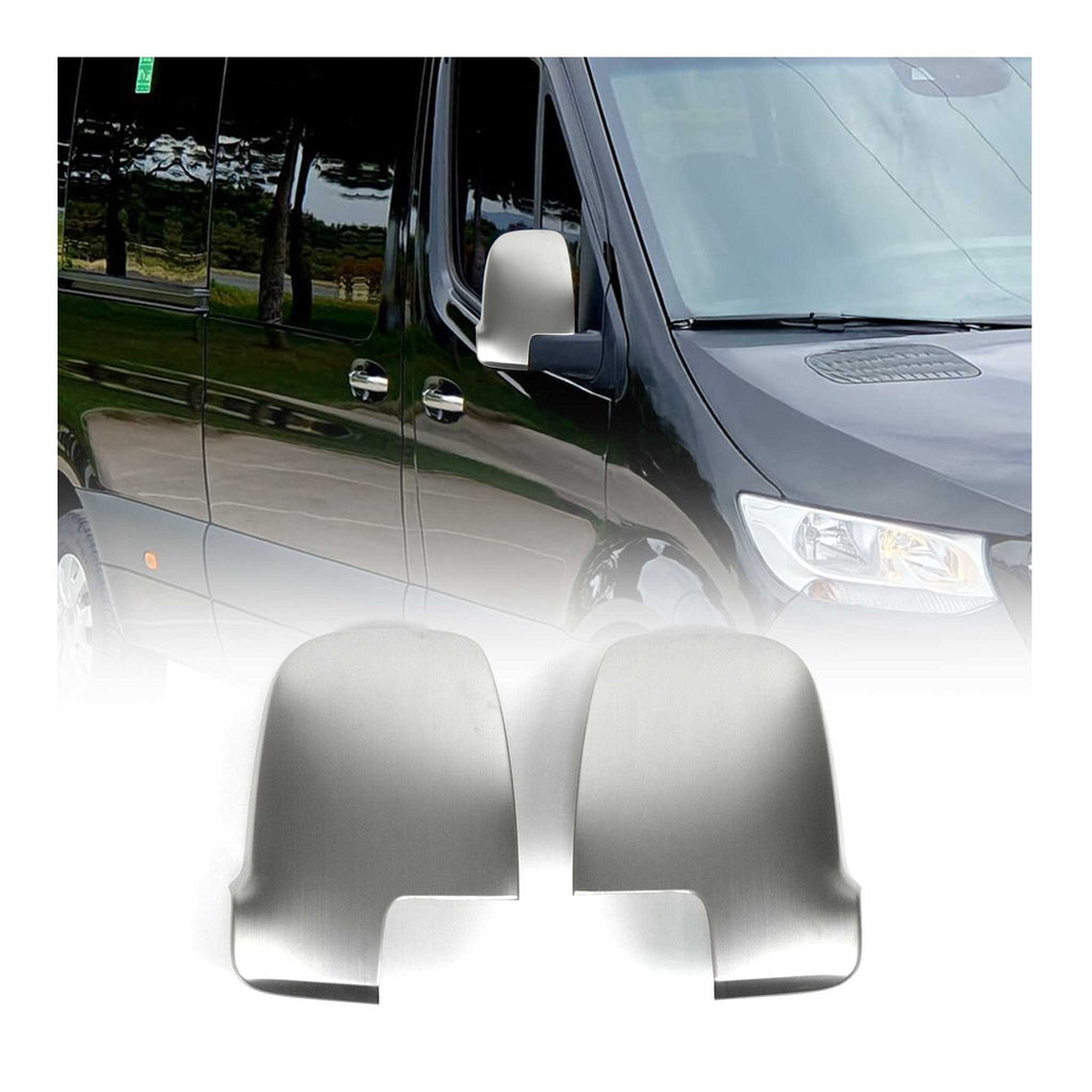 2019-2026 Mercedes Sprinter W907 910 Side Mirror Cover Caps Brushed Stainless Steel