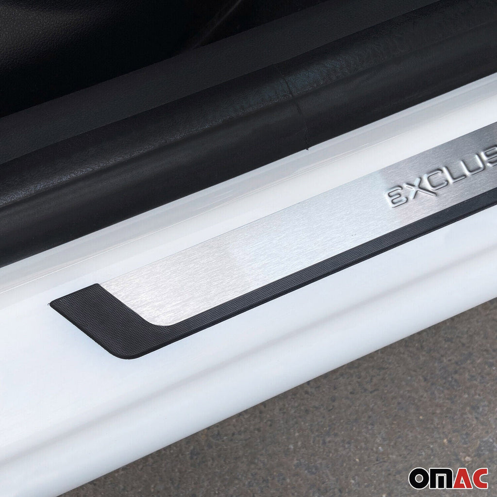 2021-2026 Kia Seltos Door Sill Scuff Plate Scratch Protector Exclusive Brushed Stainless Steel 4Pcs