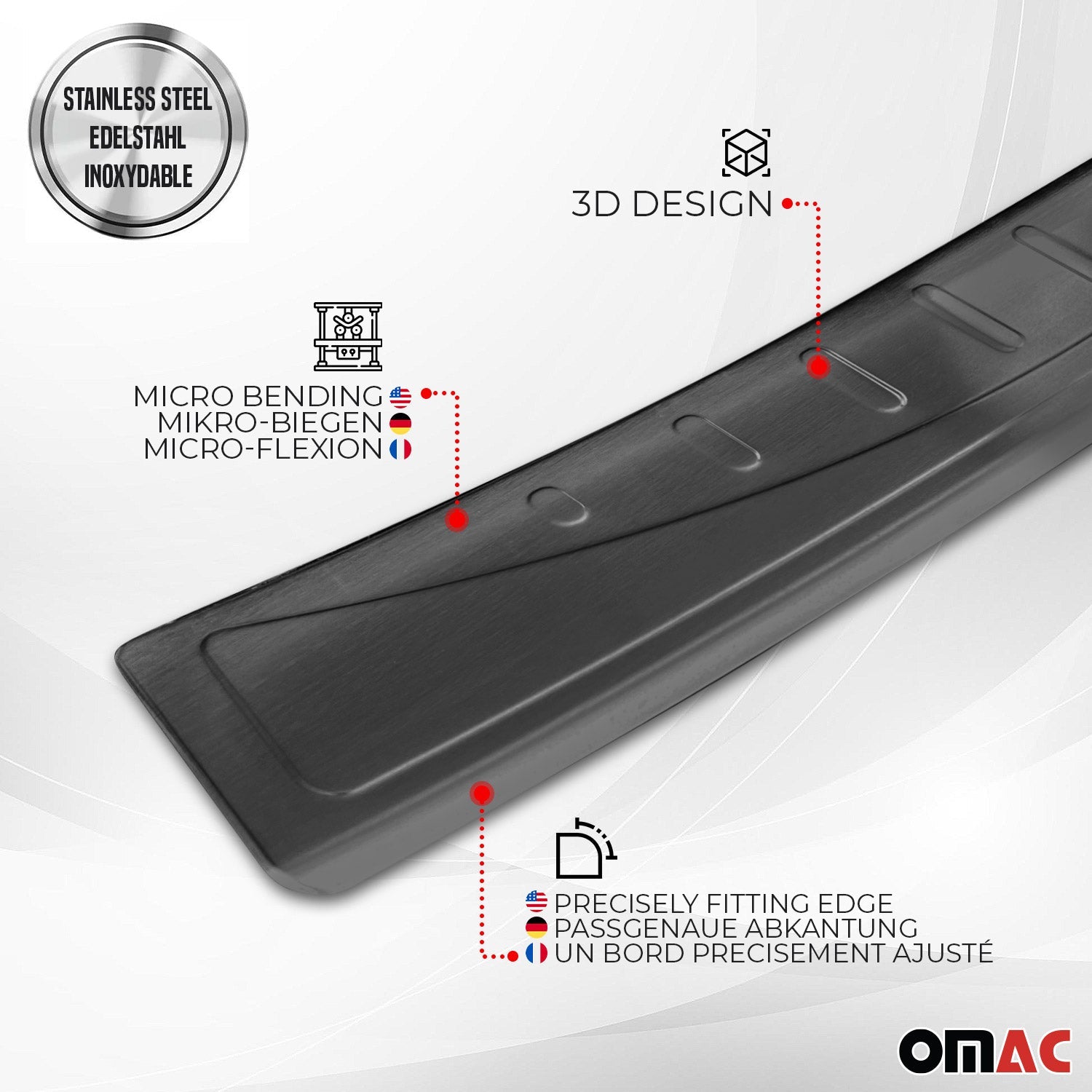 2016-2017 Smart ForTwo Rear Bumper Sill Cover Protector Guard Stainless Steel Dark