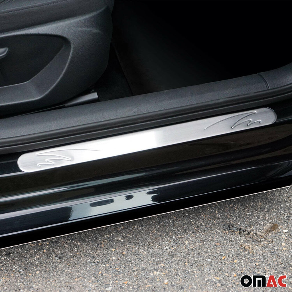 Cadillac Door Sill Scuff Plate Scratch Protector Stainless Steel Silver Wave 4 Pcs