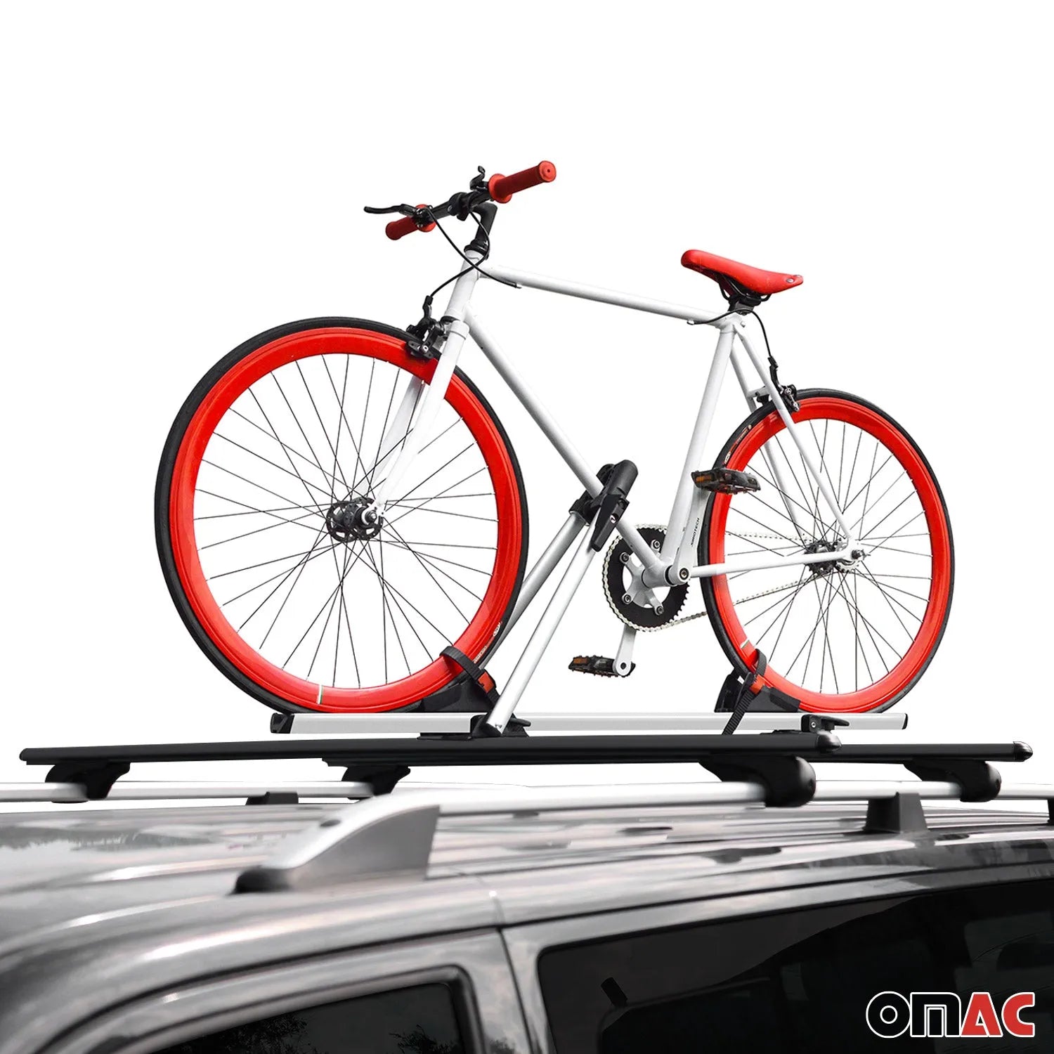 Bike Carrier Roof Rail Rack Cross Bars Luggage 54" Black Aluminum Set