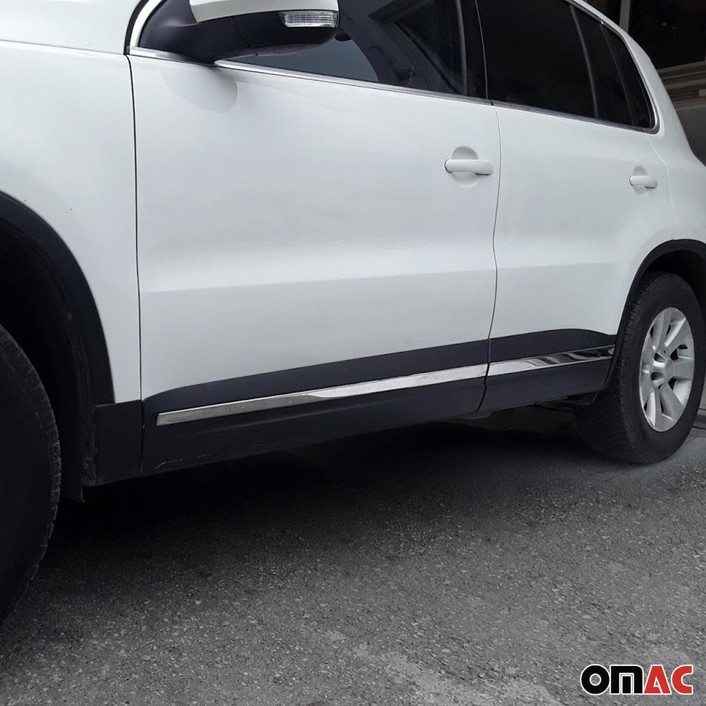 2012-2017 VW Tiguan Side Door Molding Trim Skirt Garnish Stainless Steel Silver 4 Pcs