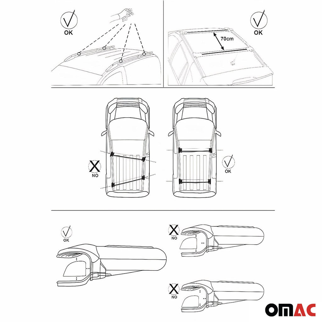 2013-2017 Subaru XV Crosstrek Roof Rack Cross Bars Black
