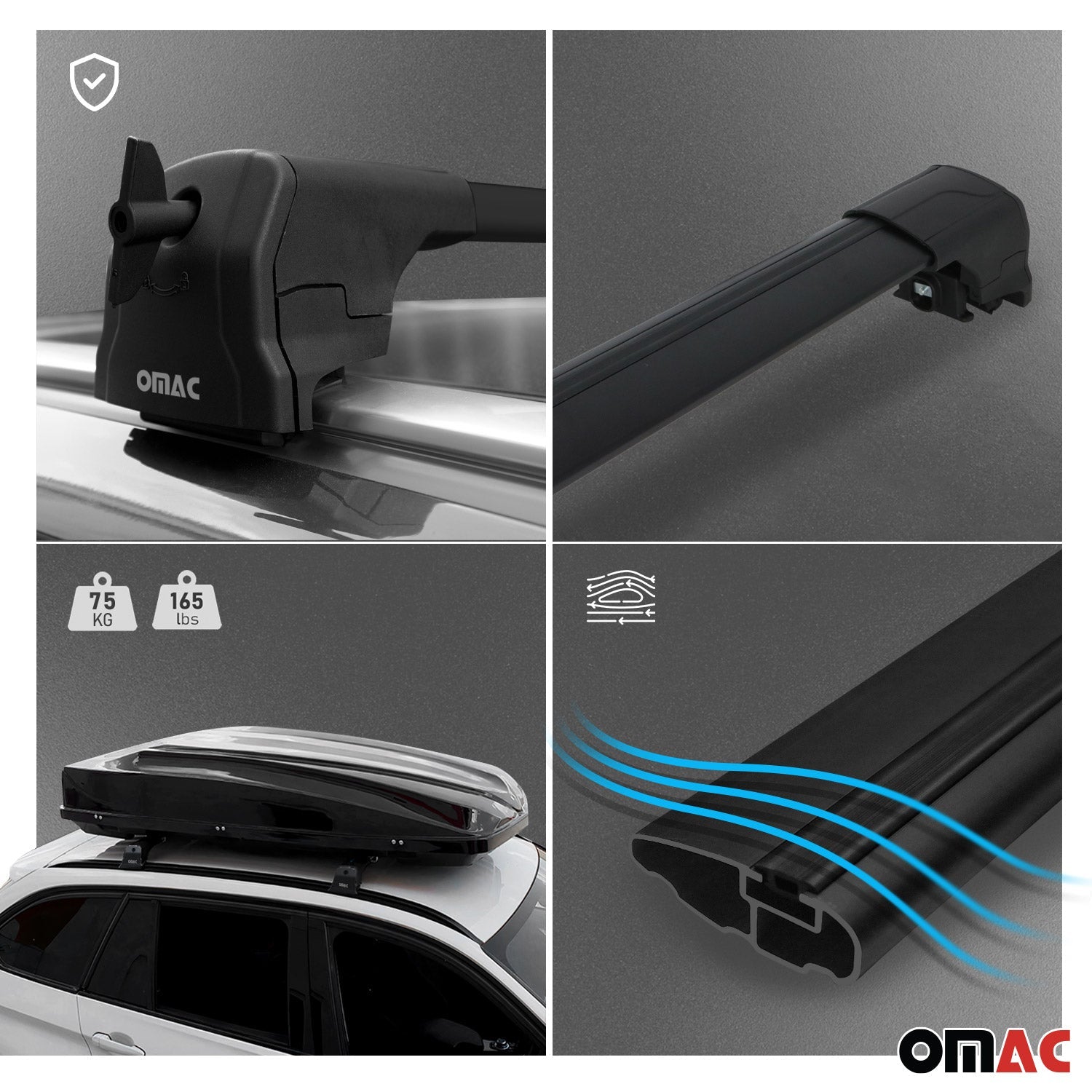 2018-2025 Audi Q5 2.gen Roof Rack Cross Bars Black