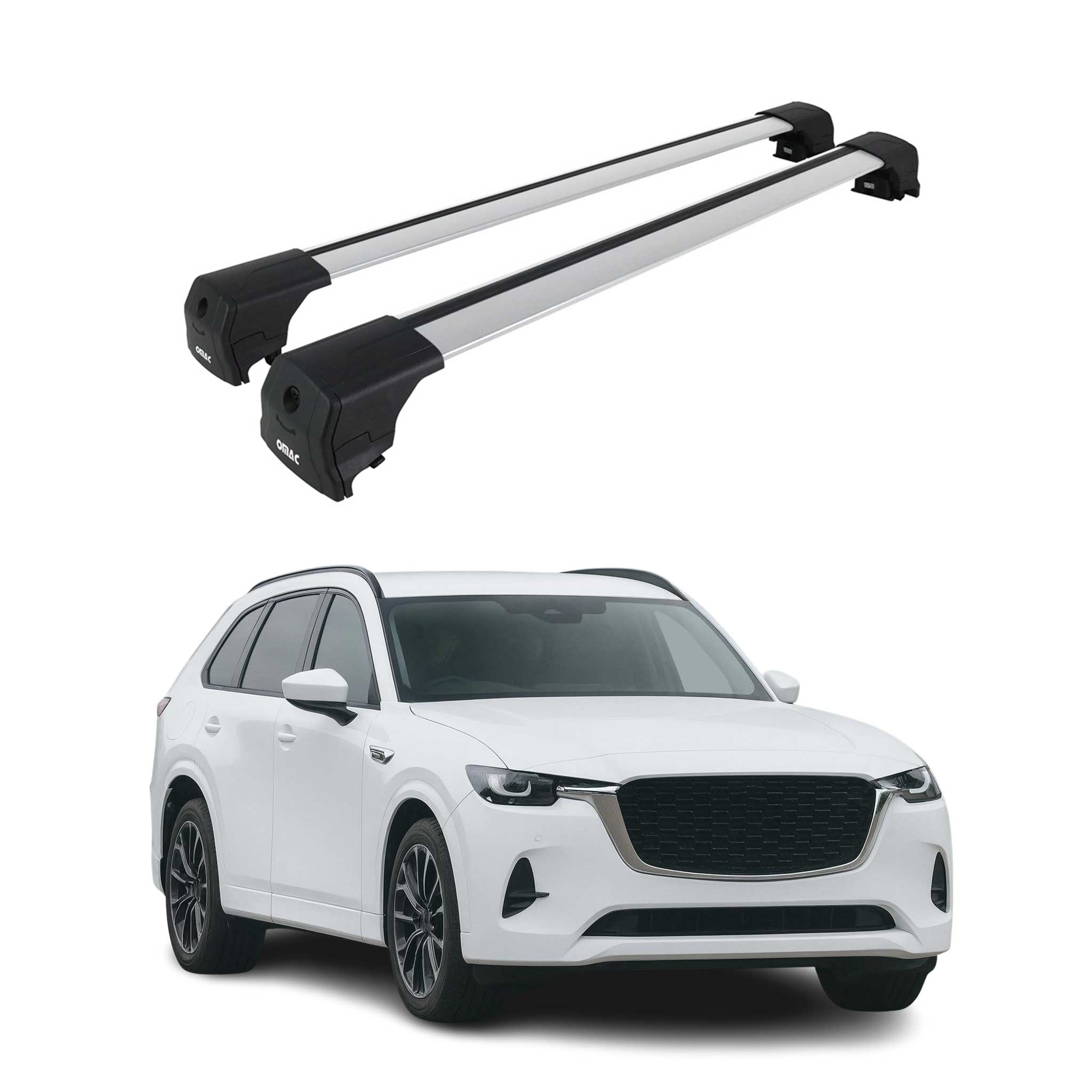 2025-2026 Mazda CX-70 Roof Rack Cross Bars Luggage Carrier Alu Gray 2x