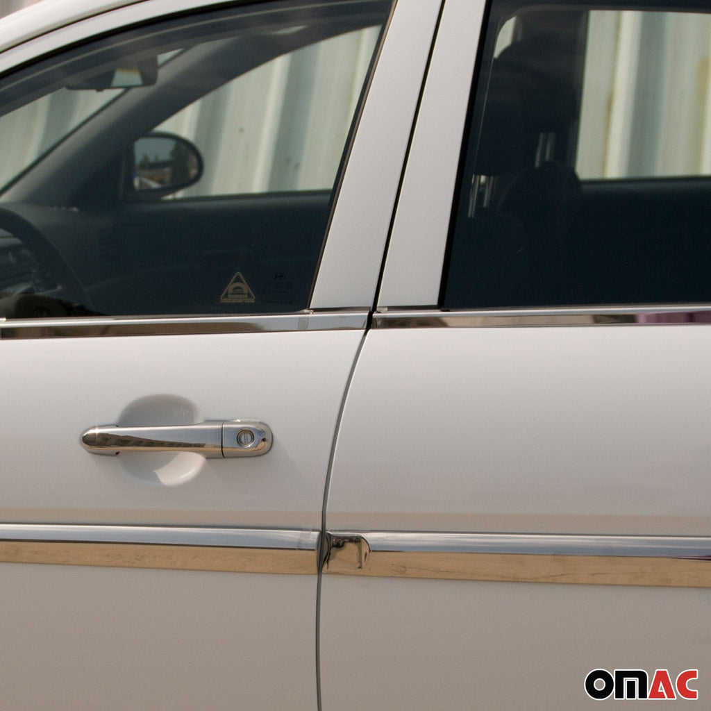 2006-2011 Hyundai Accent Window Molding Trim Streamer Stainless Steel Silver 4 Pcs