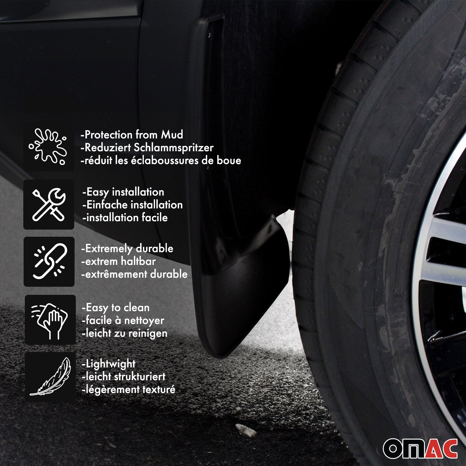 2007-2012 Mercedes GL Class X164 Mud Guards Splash Mud Flaps Black 2Pcs