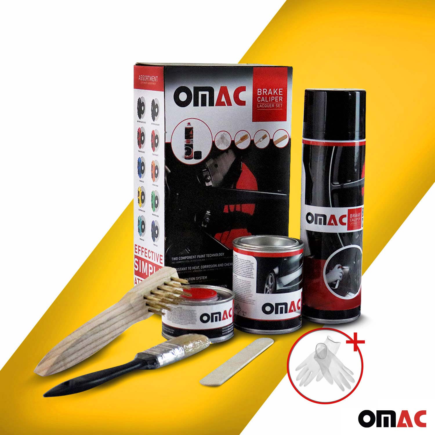OMAC Brake Caliper Epoxy Based Car Paint Kit California Yellow Glossy High-Temp