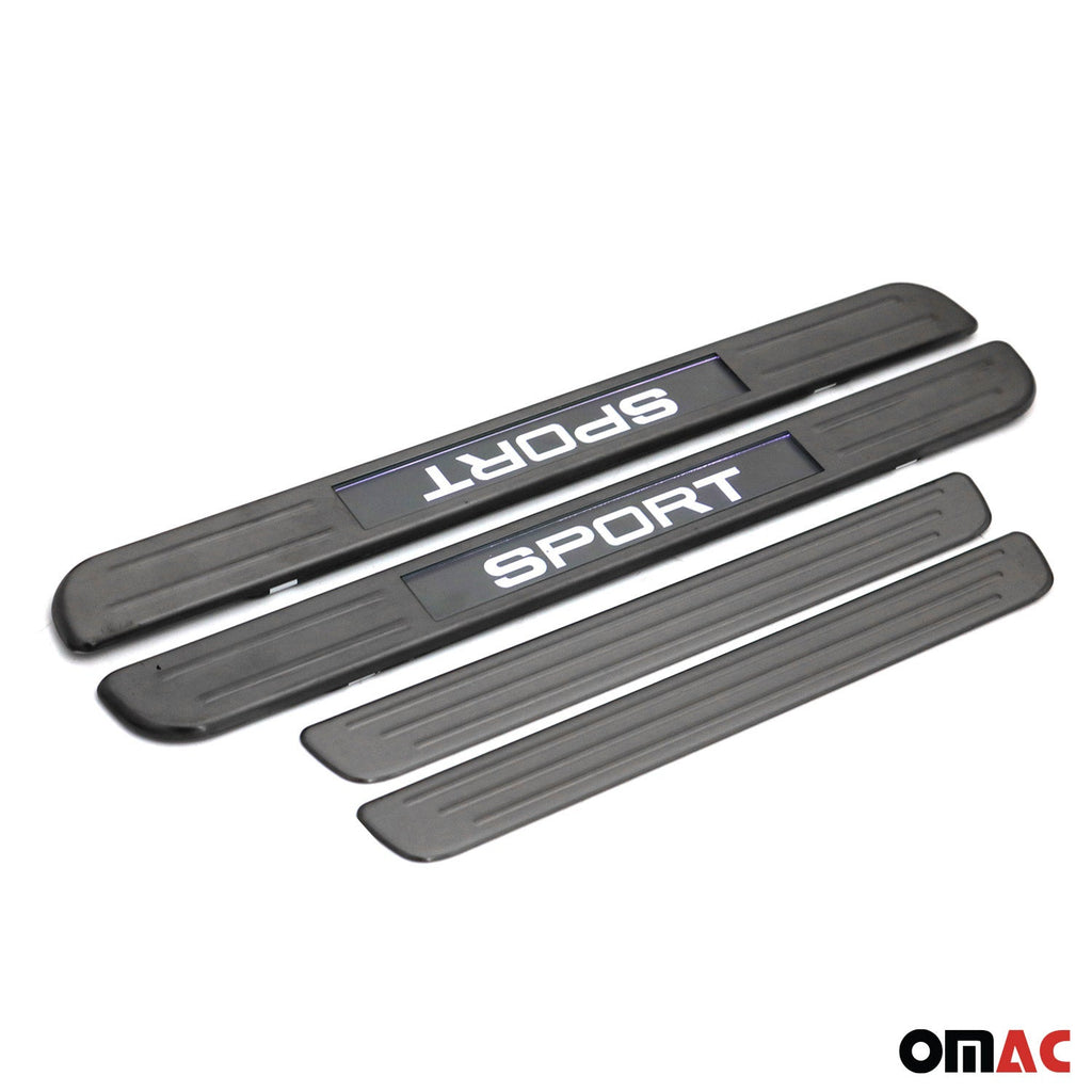 Dodge Door Sill Scuff Plate Illuminated Brushed Stainless Steel Brushed Dark 4Pcs