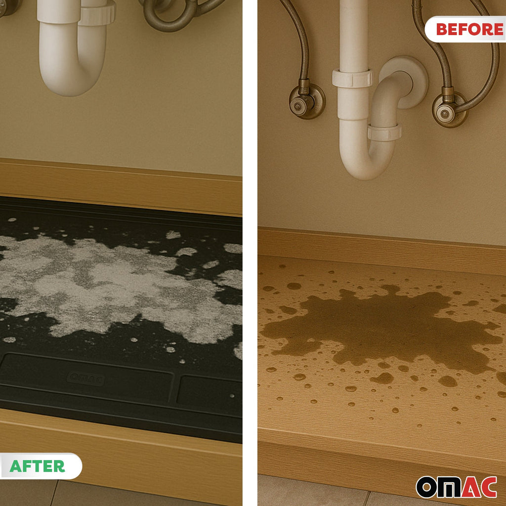 High Quality Black Under Sink Cabinet Protection Mat Waterproof Raised Edge