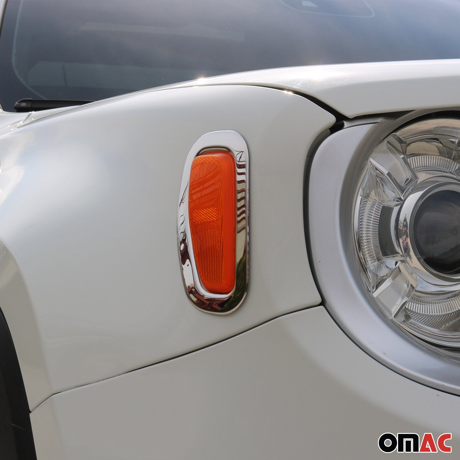 2015-2024 Jeep Renegade Side Indicator Signal Trim Cover Silver Steel 2 Pcs