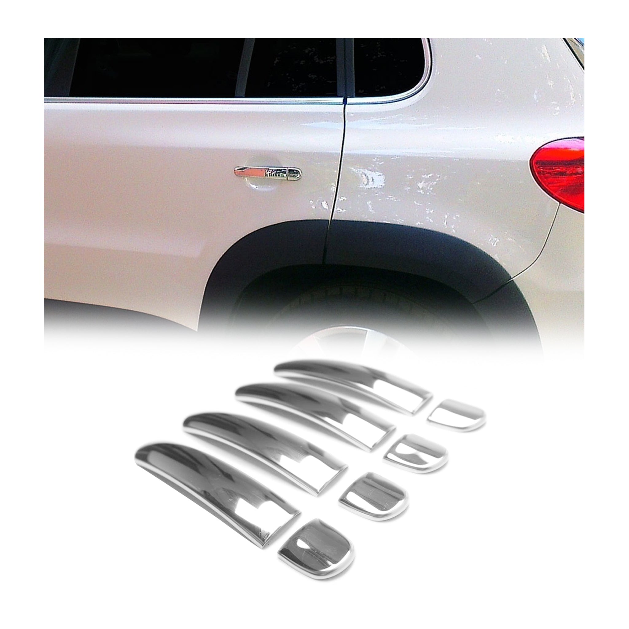 2009-2017 VW Tiguan Car Door Handle Cover Protector Stainless Steel Chrome 8 Pcs