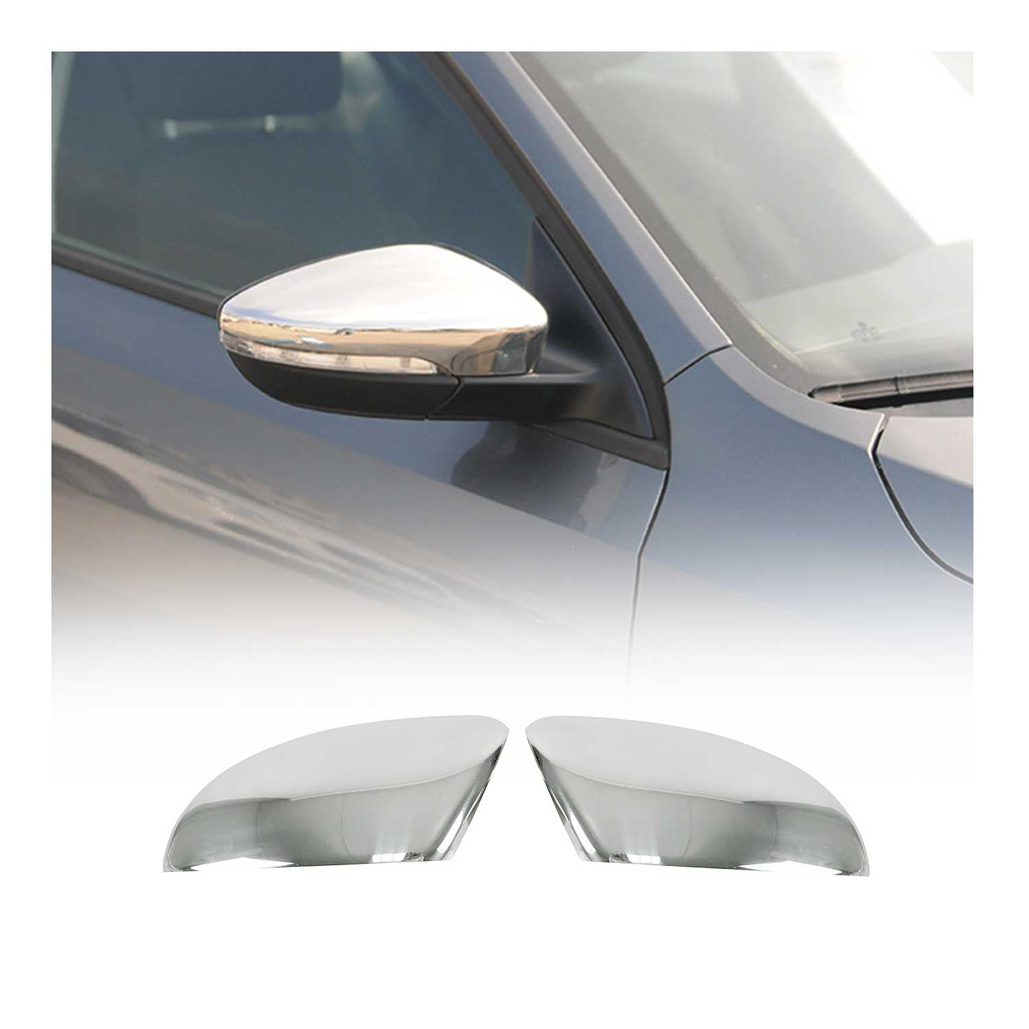 2012-2019 VW Beetle Side Mirror Cover Caps Stainless Steel Silver 2 Pcs