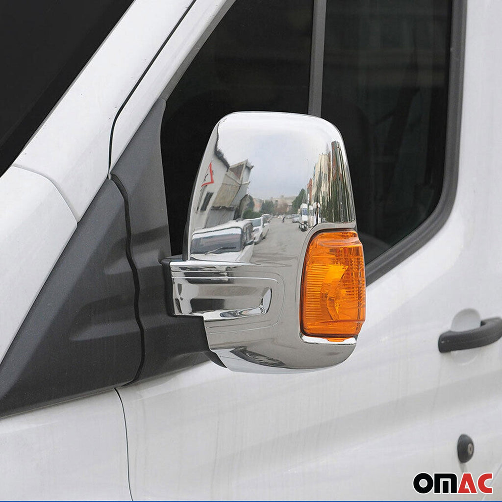 2015-2026 Ford Transit Side Mirror Cover Caps Stainless Steel Chrome Silver 2 Pcs