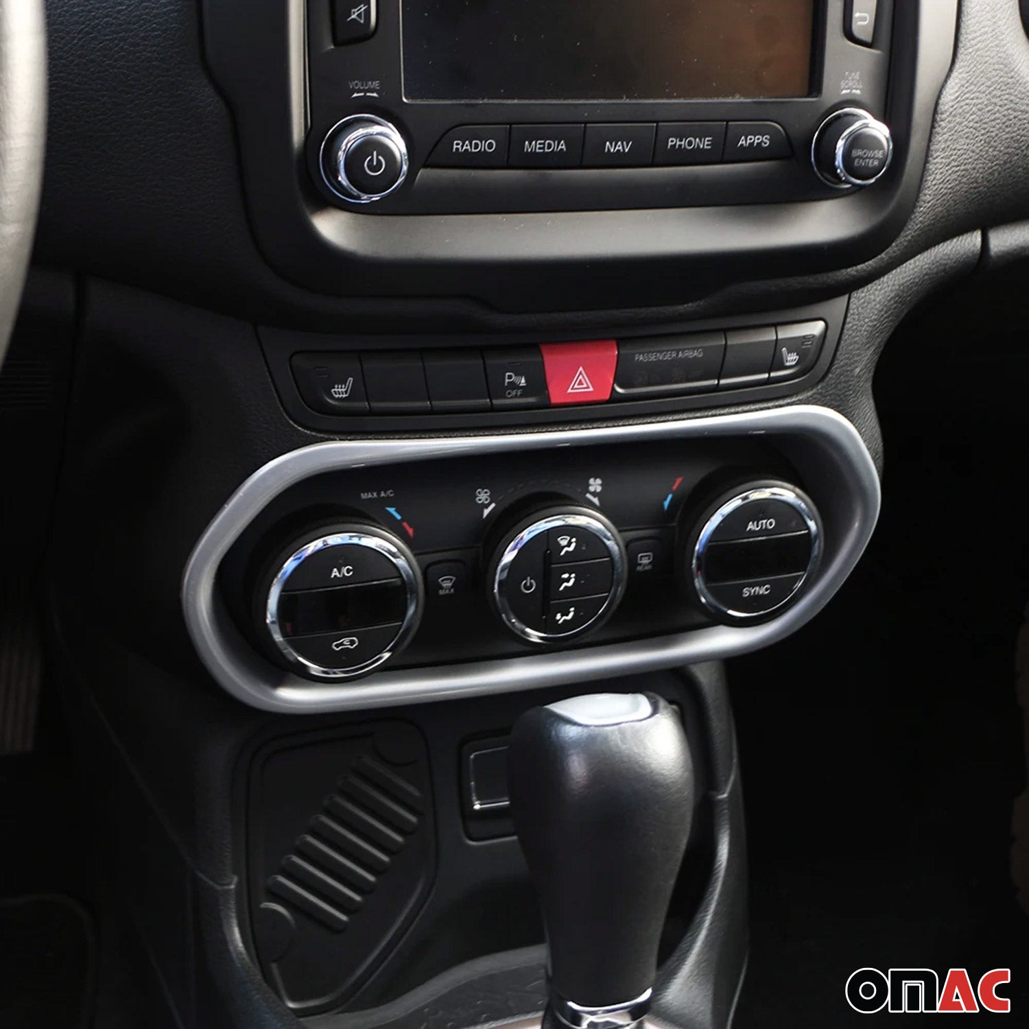 2015-2018 Jeep Renegade Air Condition Switch Trim Frame Matte Silver Chrome