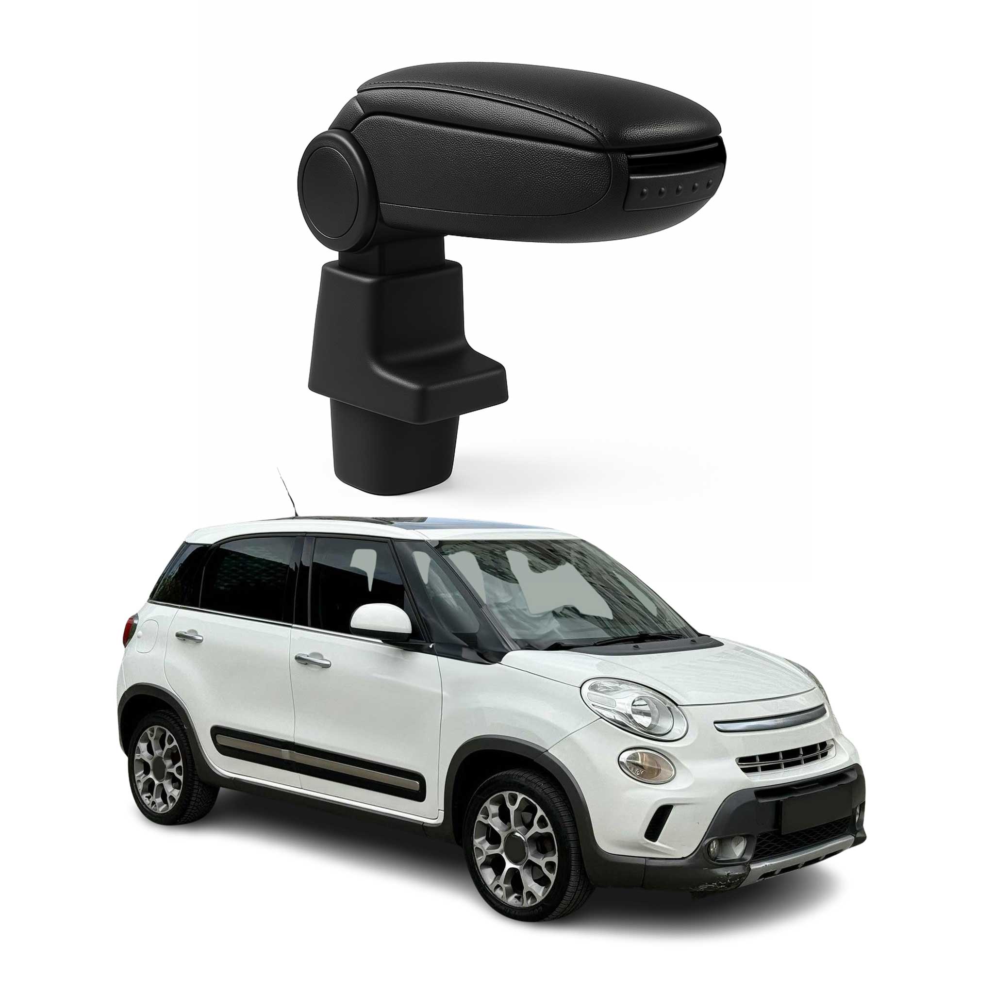 2014-2020 Fiat 500L Black Center Console Armrest Plastic PU Leather 1Pc