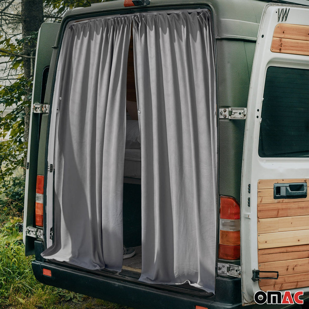 Chevrolet Express Trunk Tailgate Curtains Gray 2 Privacy Curtains