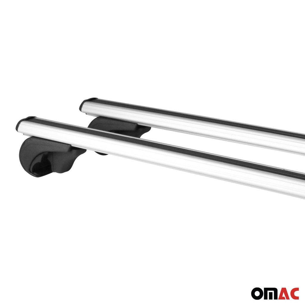 Roof Rack Raised Rail Cross Bars Carrier Lockable Universal 54" 2 Pcs Alu Silver