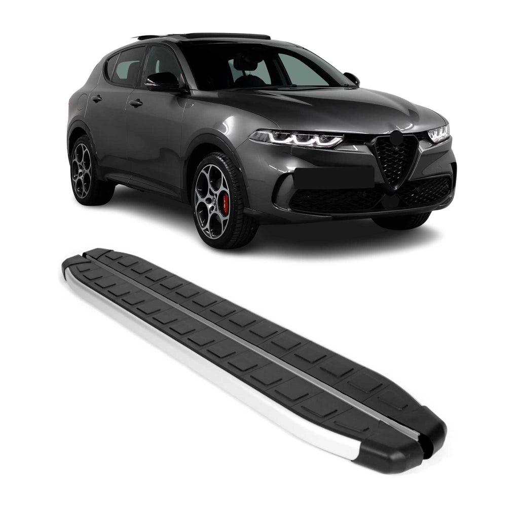 2023-2026 Alfa Romeo Tonale Running Boards Side Steps Silver & Black
