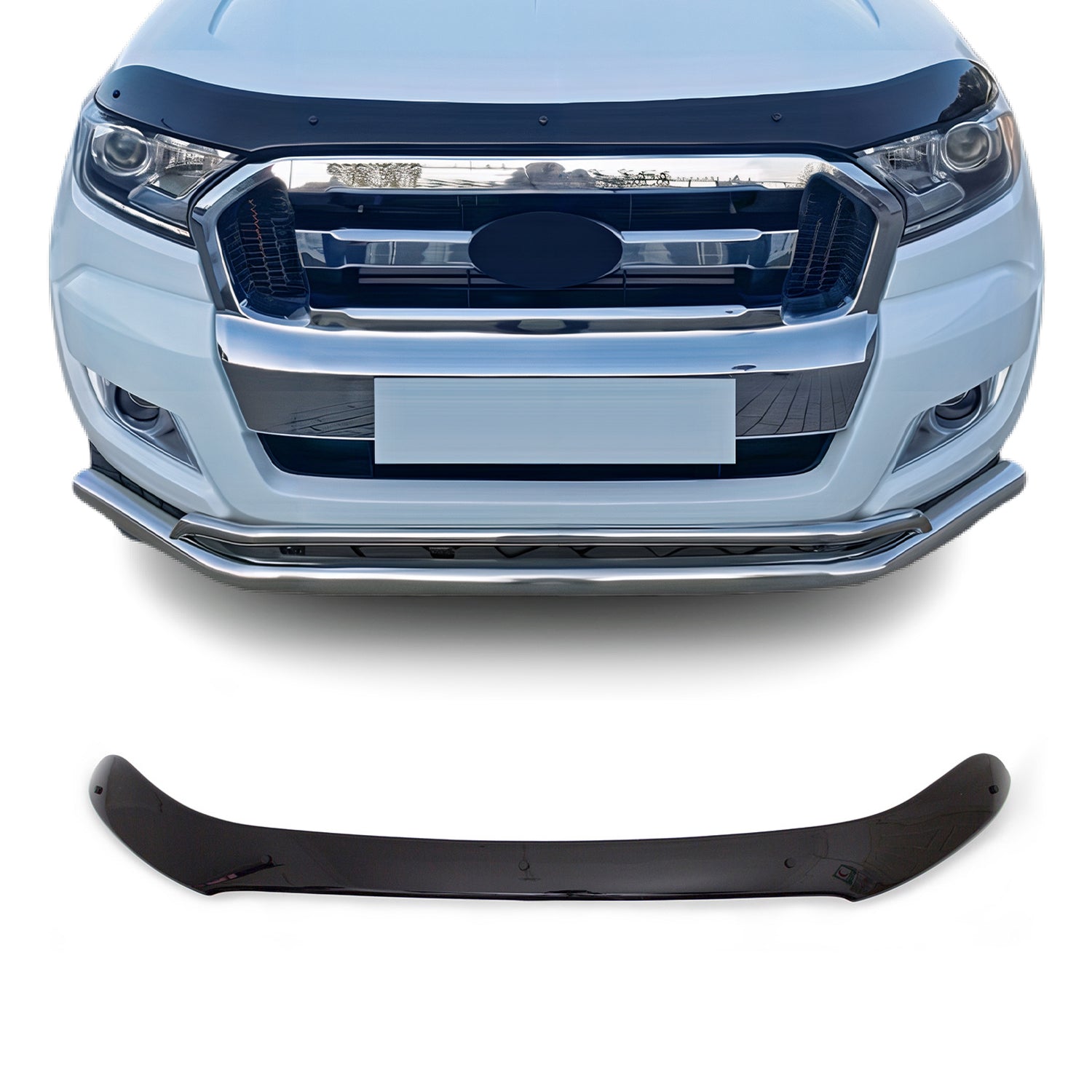 2019-2023 Ford Ranger Front Bug Shield Hood Deflector 1 Pc Smoke