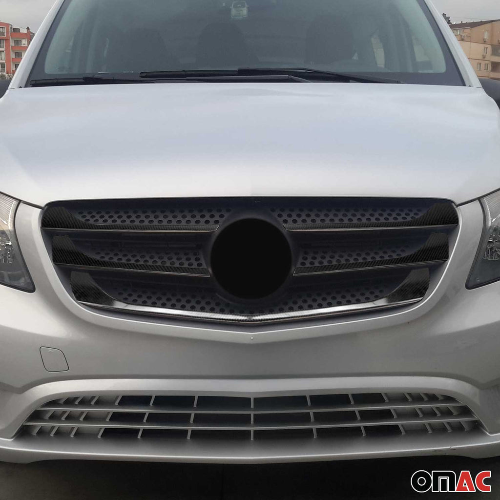 2016-2020 Mercedes Metris Front Bumper Grill Trim Molding Carbon Fiber 5x