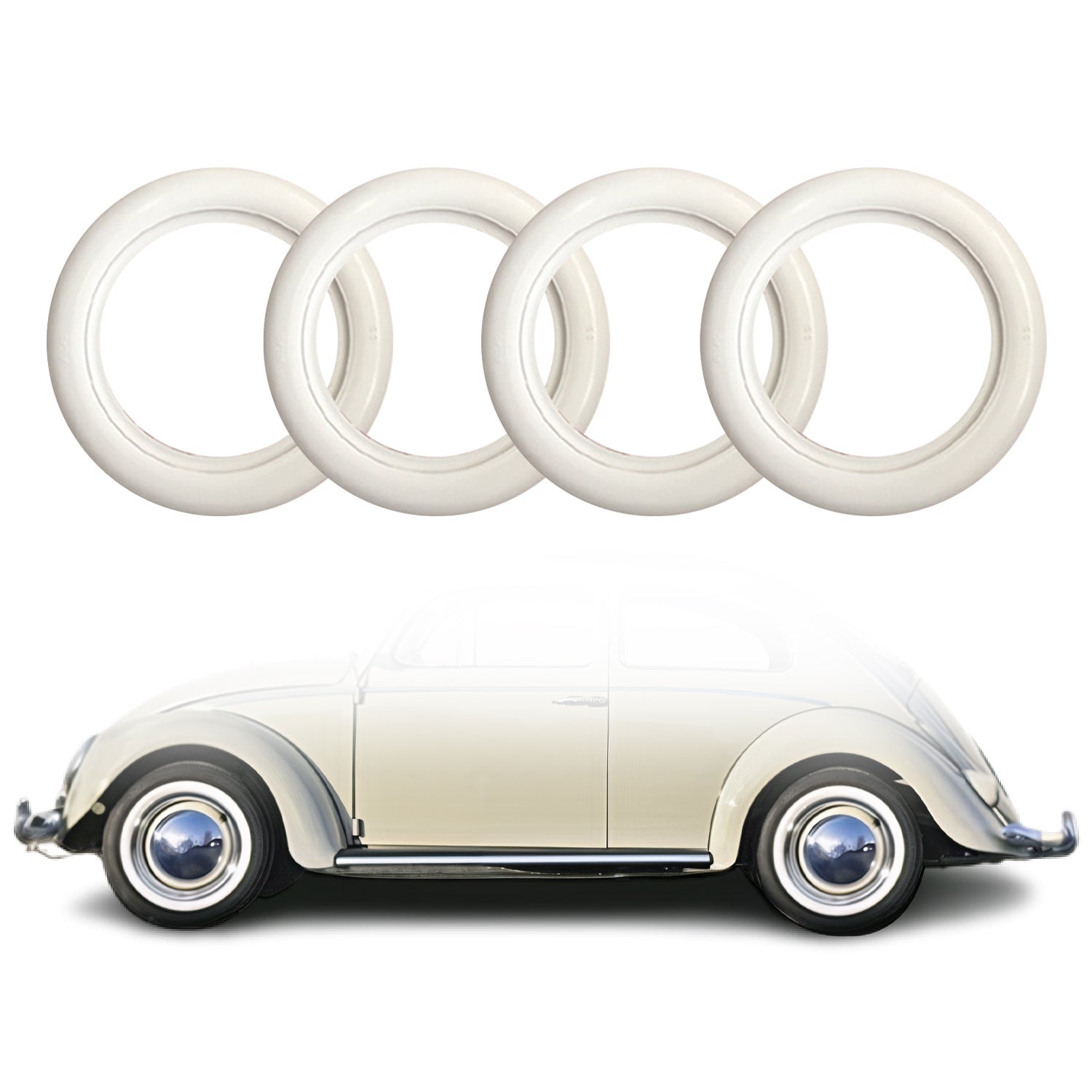 Hyundai 16" Tire Wall Portawall Rims Sidewall Rubber Ring Set White 4x