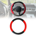 14.5-15.5’’ Steering Wheel Cover Red Black Leather Anti-slip Breathable