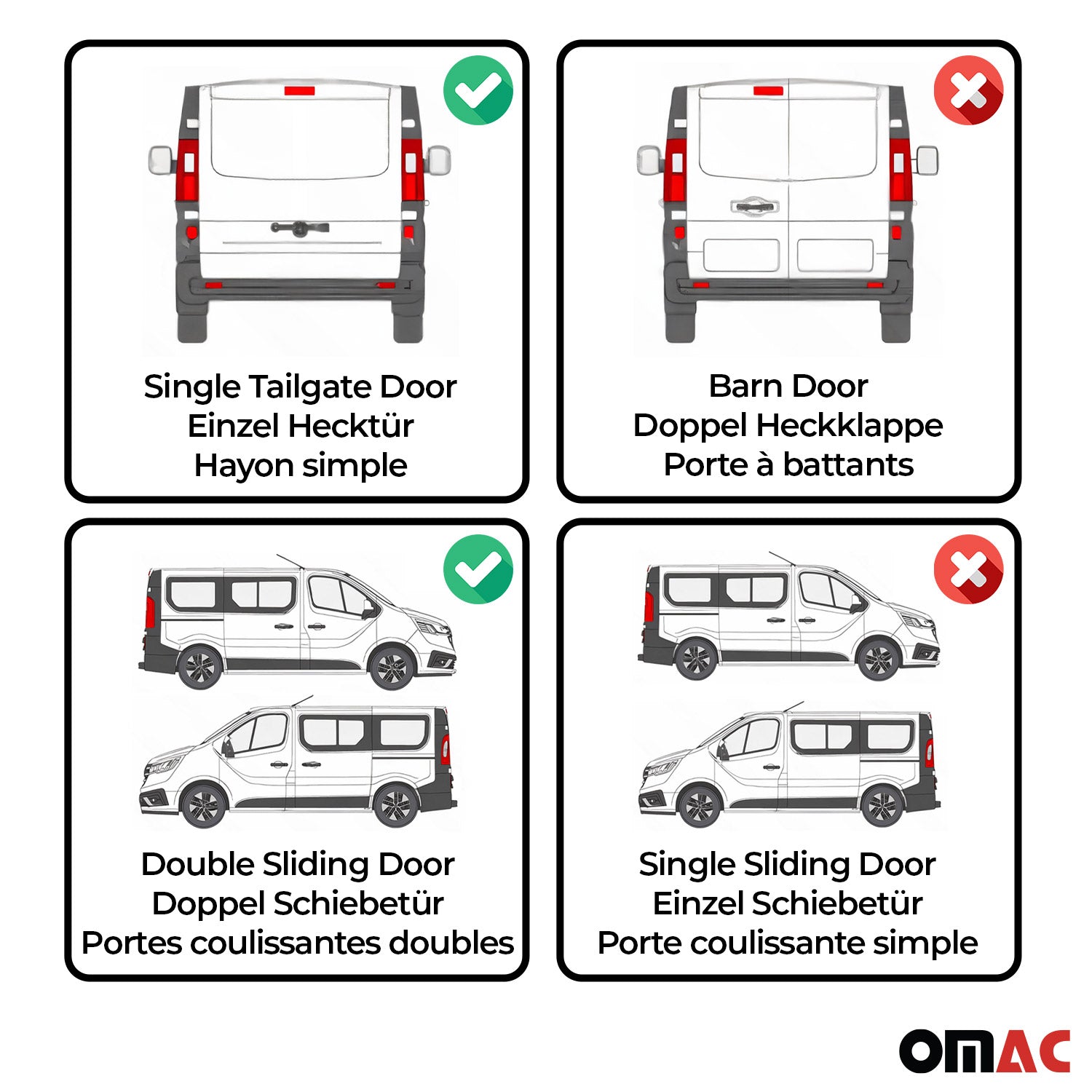 1992-2003 VW Eurovan Side Curtain Behind Driver 1x Sliding Door 1x Barn Door 1x