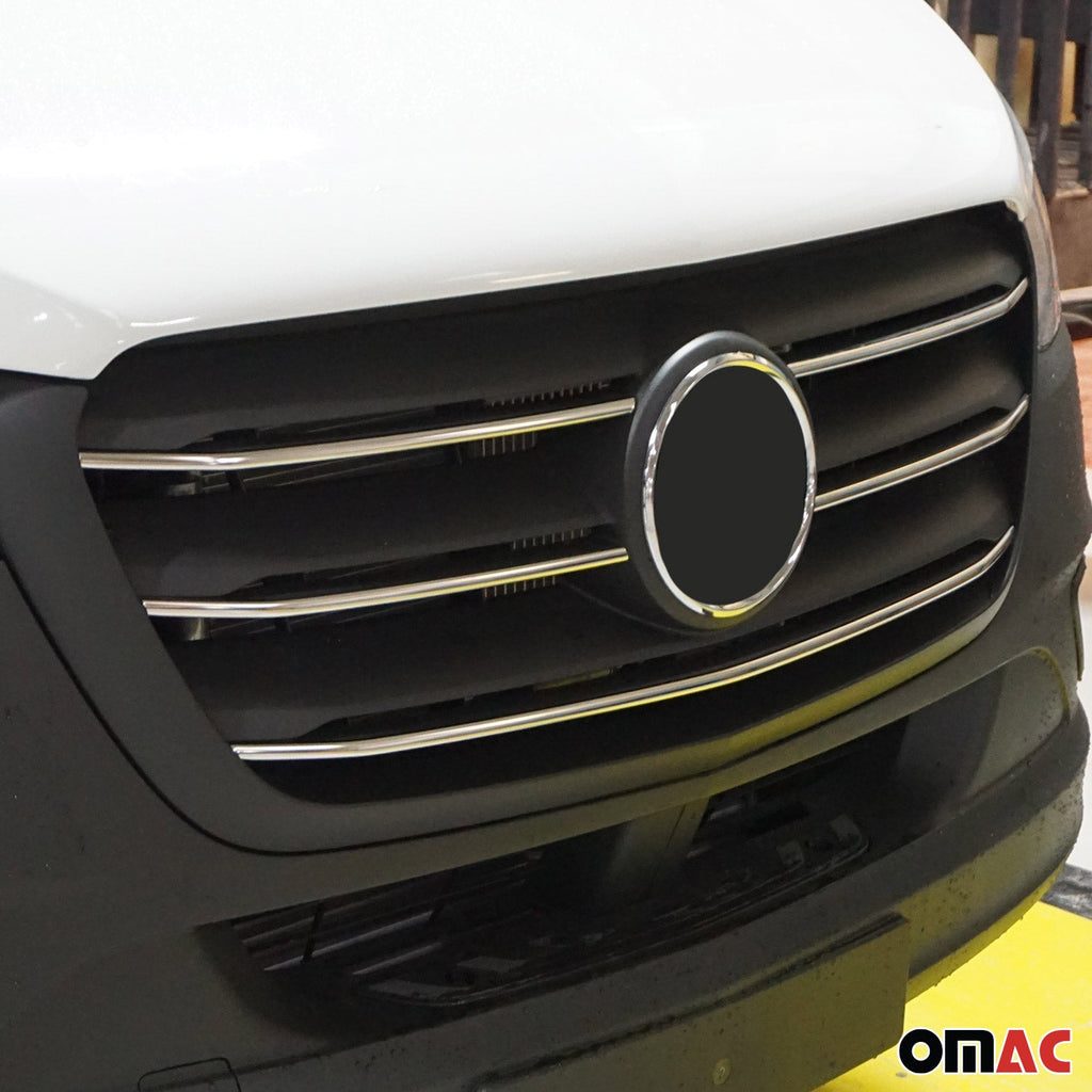 2019-2026 Mercedes Sprinter W907 910 Front Bumper Grill Trim Brushed Stainless Steel