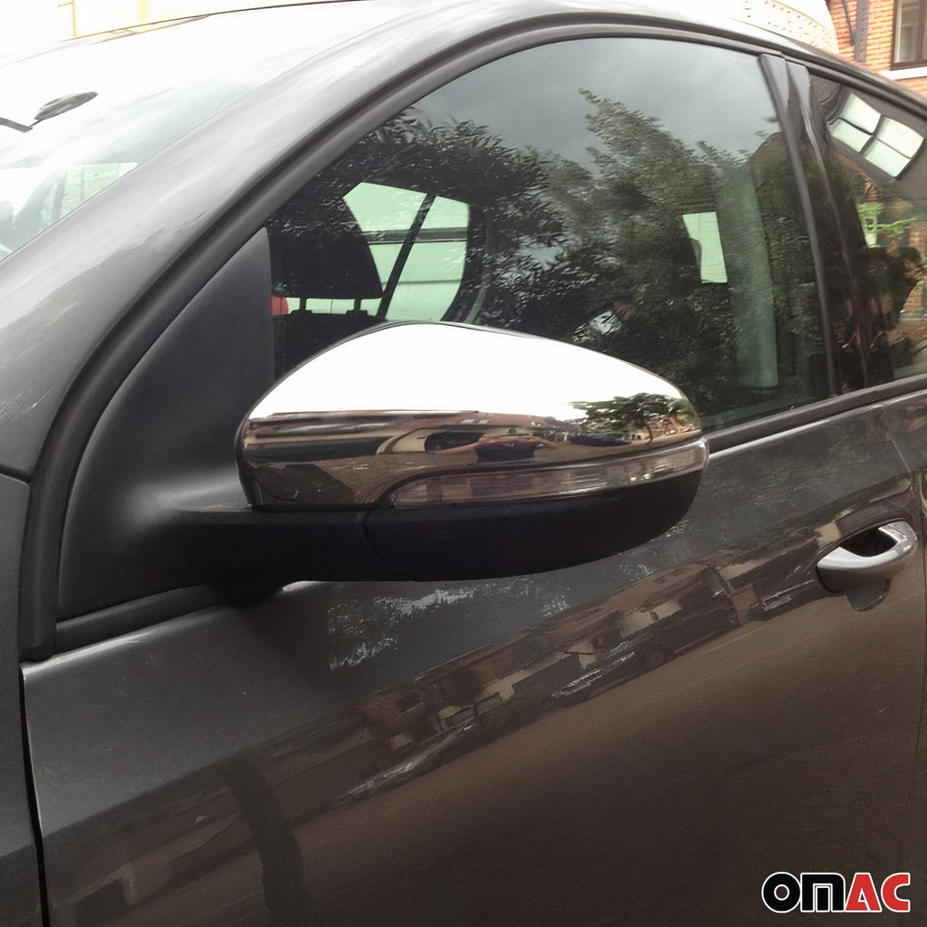 2010-2014 VW Golf Mk6 Side Mirror Cover Caps Stainless Steel Silver 2 Pcs
