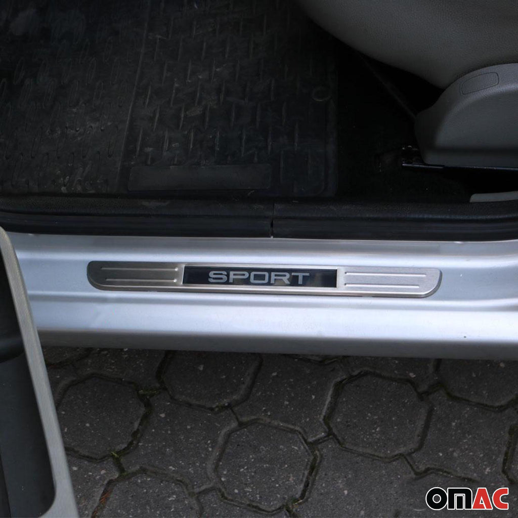 Dodge Ram Door Sill Scuff Plate Illuminated Sport Stainless Steel Silver 2 Pcs