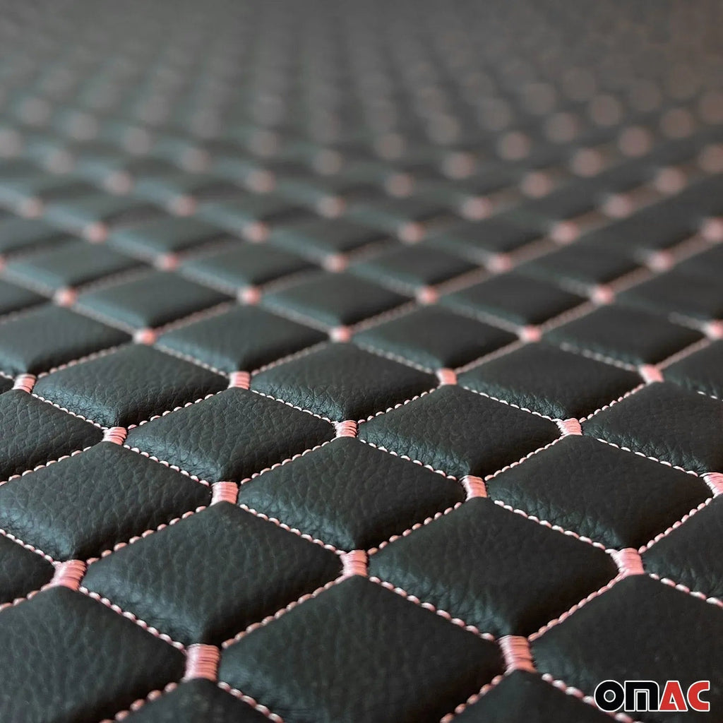 Embossed Black Faux Leather Lining Pink Stitch Car Upholstery 1 Yard x 1.5 Yards