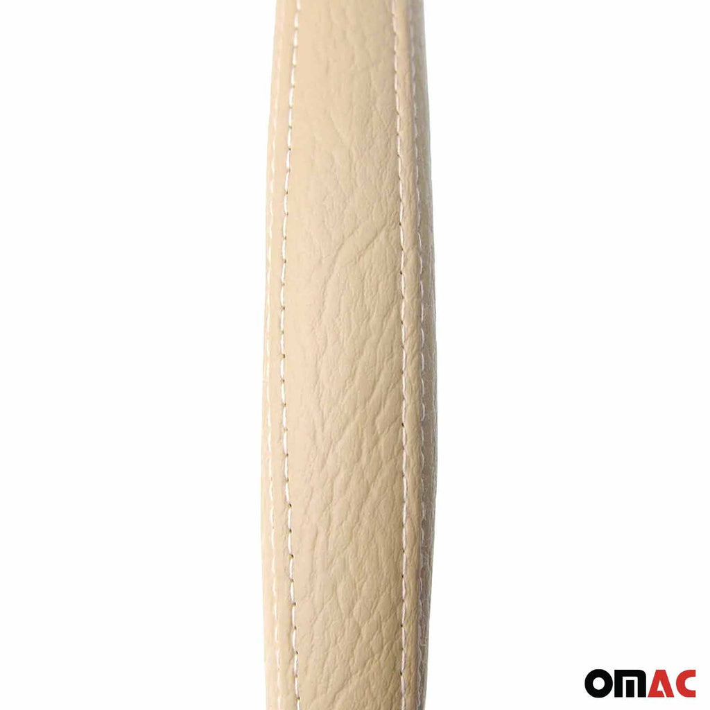 14.5-15.5’’ Steering Wheel Cover Beige Leather Anti-slip Breathable