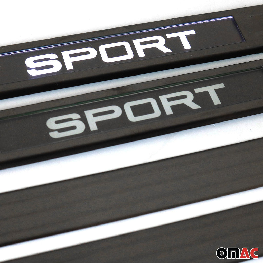2018-2024 VW Tiguan Door Sill Scuff Plate Illuminated Brushed Stainless Steel Dark