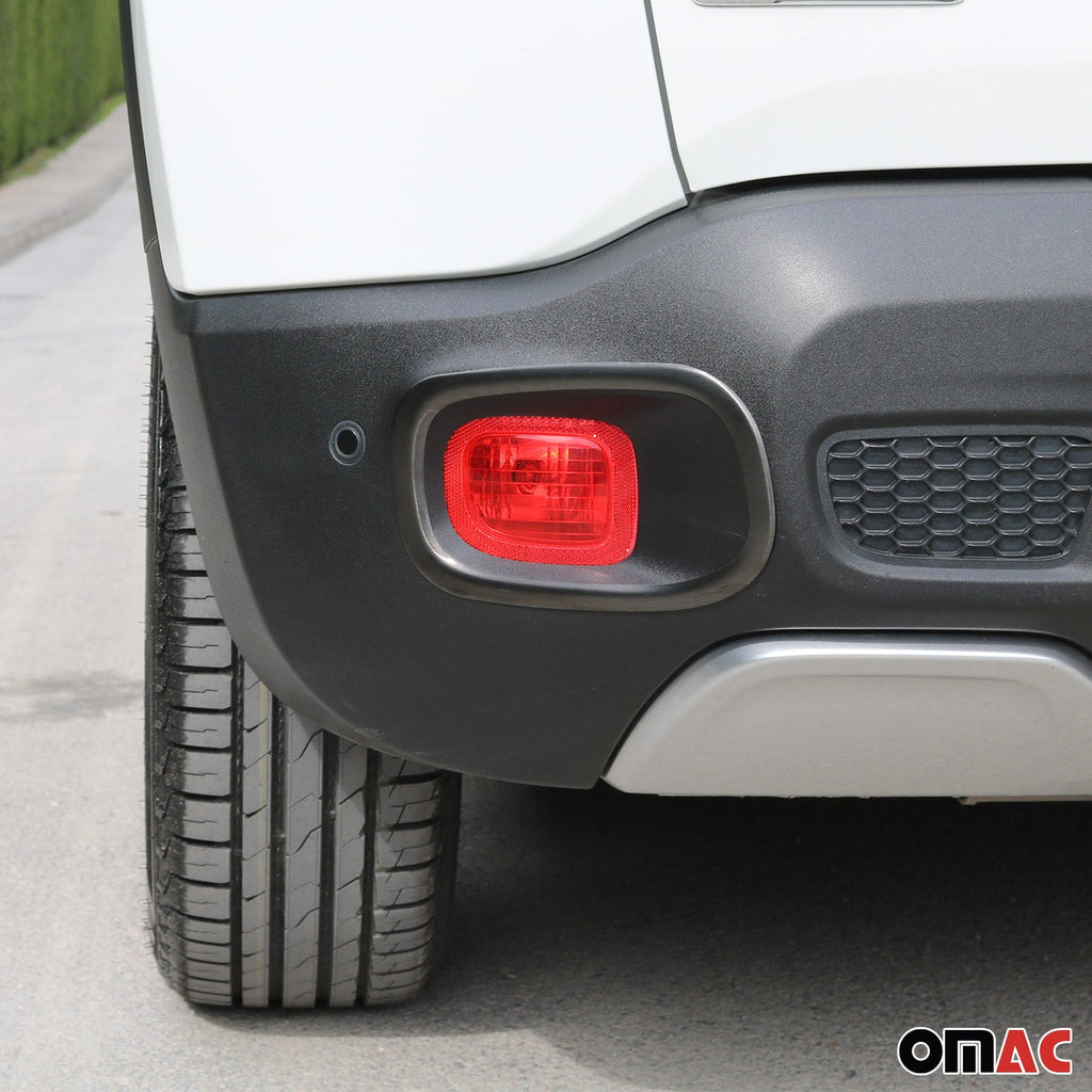 2015-2018 Jeep Renegade Rear Reflector Lamp Rim Frame Brushed Dark Steel
