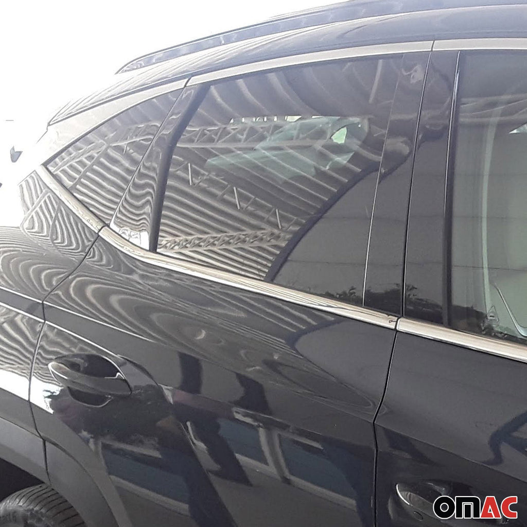 2022-2026 Hyundai Tucson Window Molding Trim Streamer Silver 6Pcs Stainless Steel
