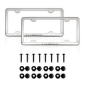 FLORIDA Print License Plate Frame Tag Holder Chrome S. Steel Set 2 Pcs.