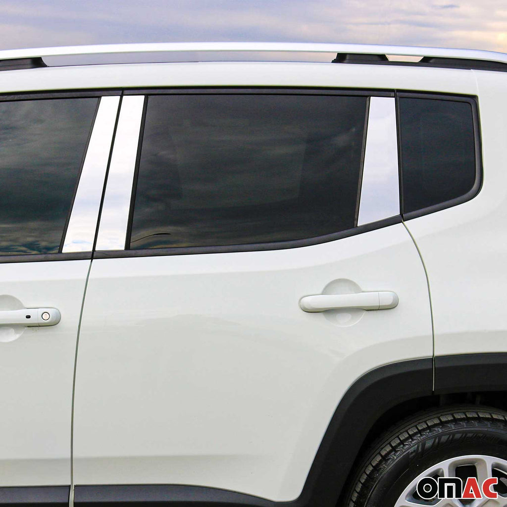 2017-2026 Jeep Compass Window B Pillar Posts Door Trim Cover Stainless Steel Silver 6x