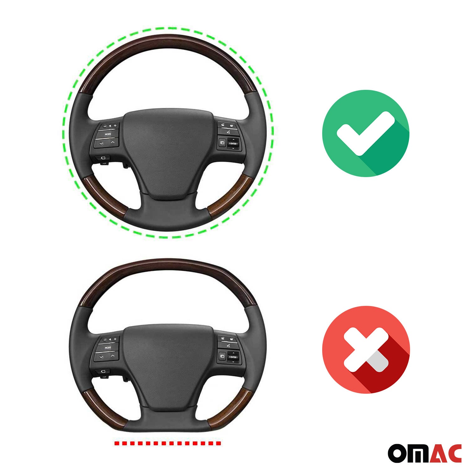 14.5-15.5’’ Steering Wheel Cover Half Moon Blue Leather Anti-slip Breathable