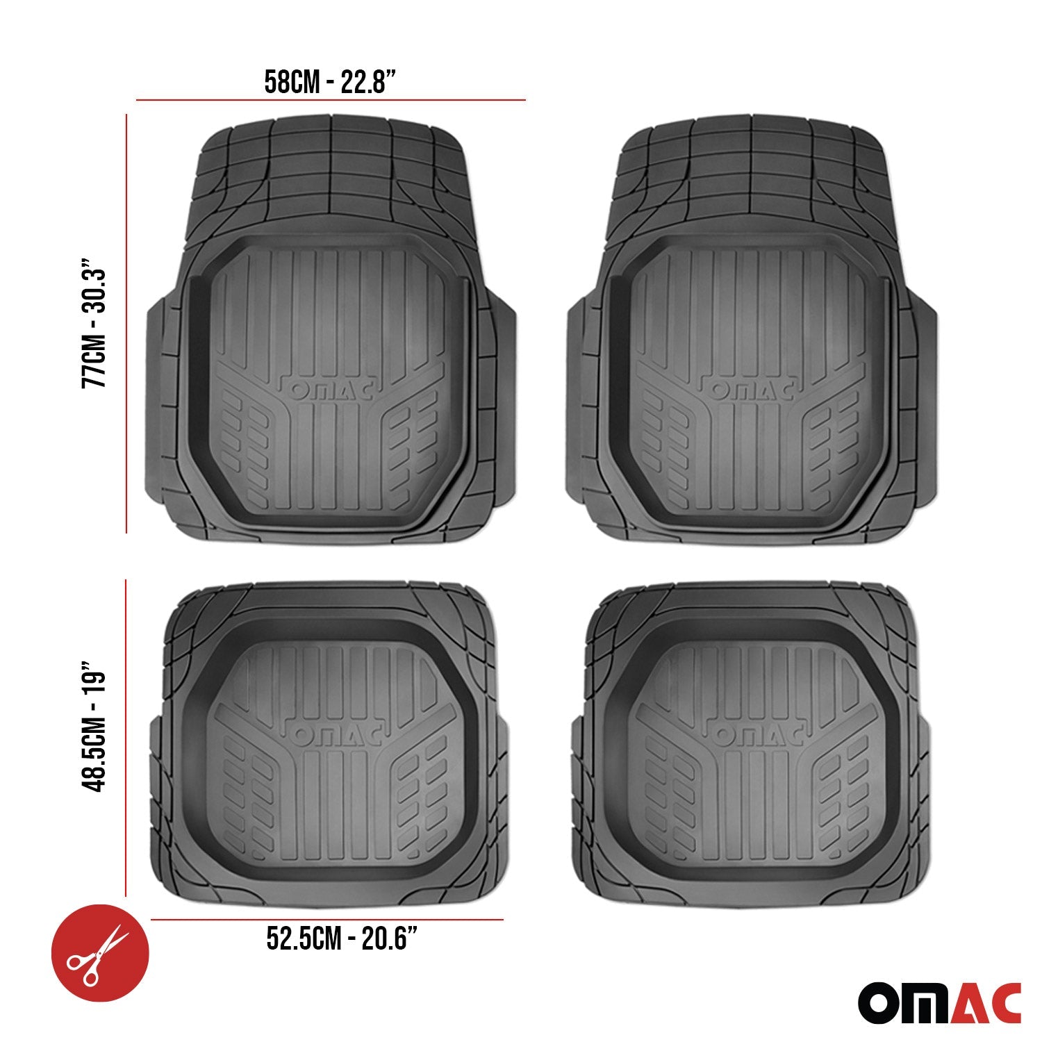 2016-2024 Tesla Model X Semi-Custom fit Floor Mats Liner All Weather 3D Black Waterproof 4Pcs