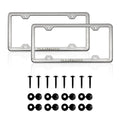ILLINOIS Print License Plate Frame Tag Holder Chrome S. Steel Set 2 Pcs.