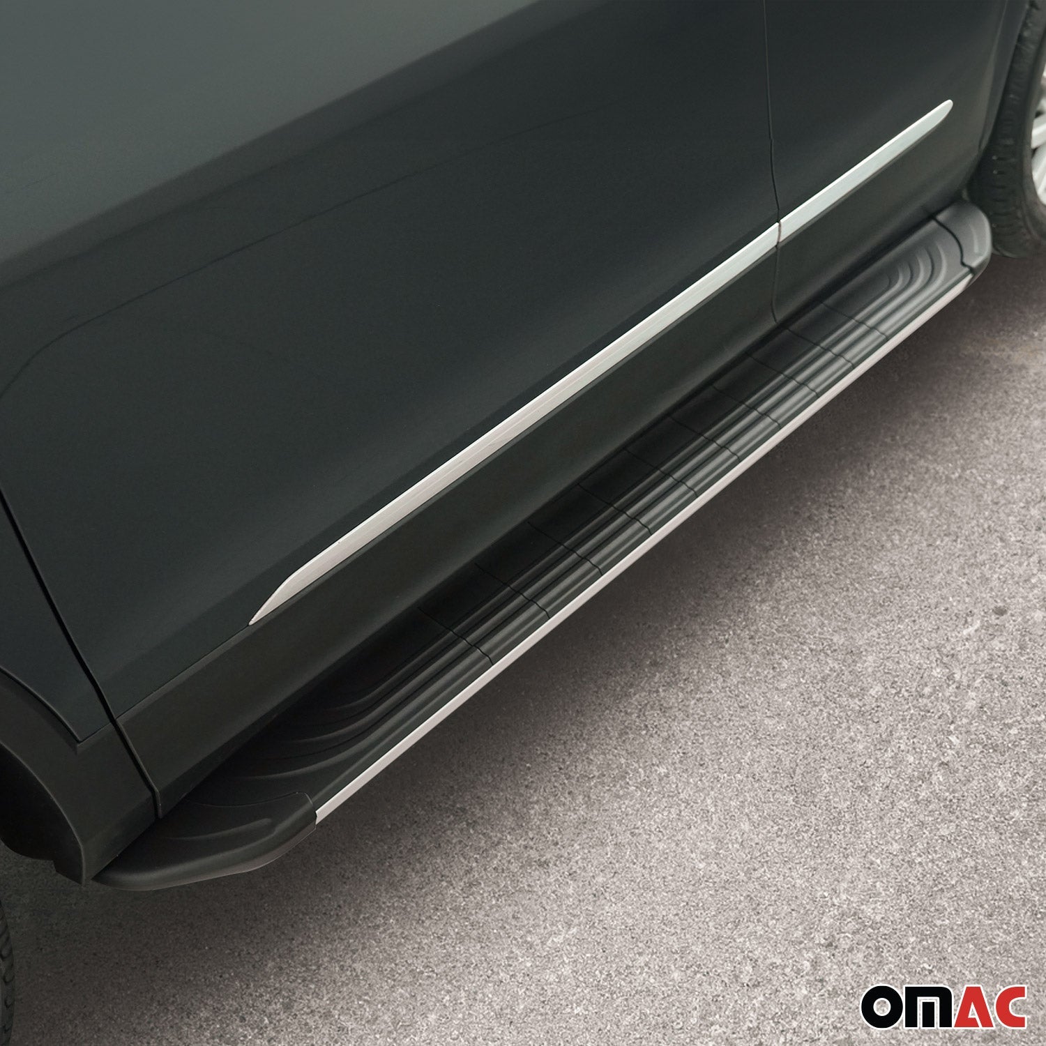2018-2023 Hyundai Kona Running Boards Side Steps Silver & Black