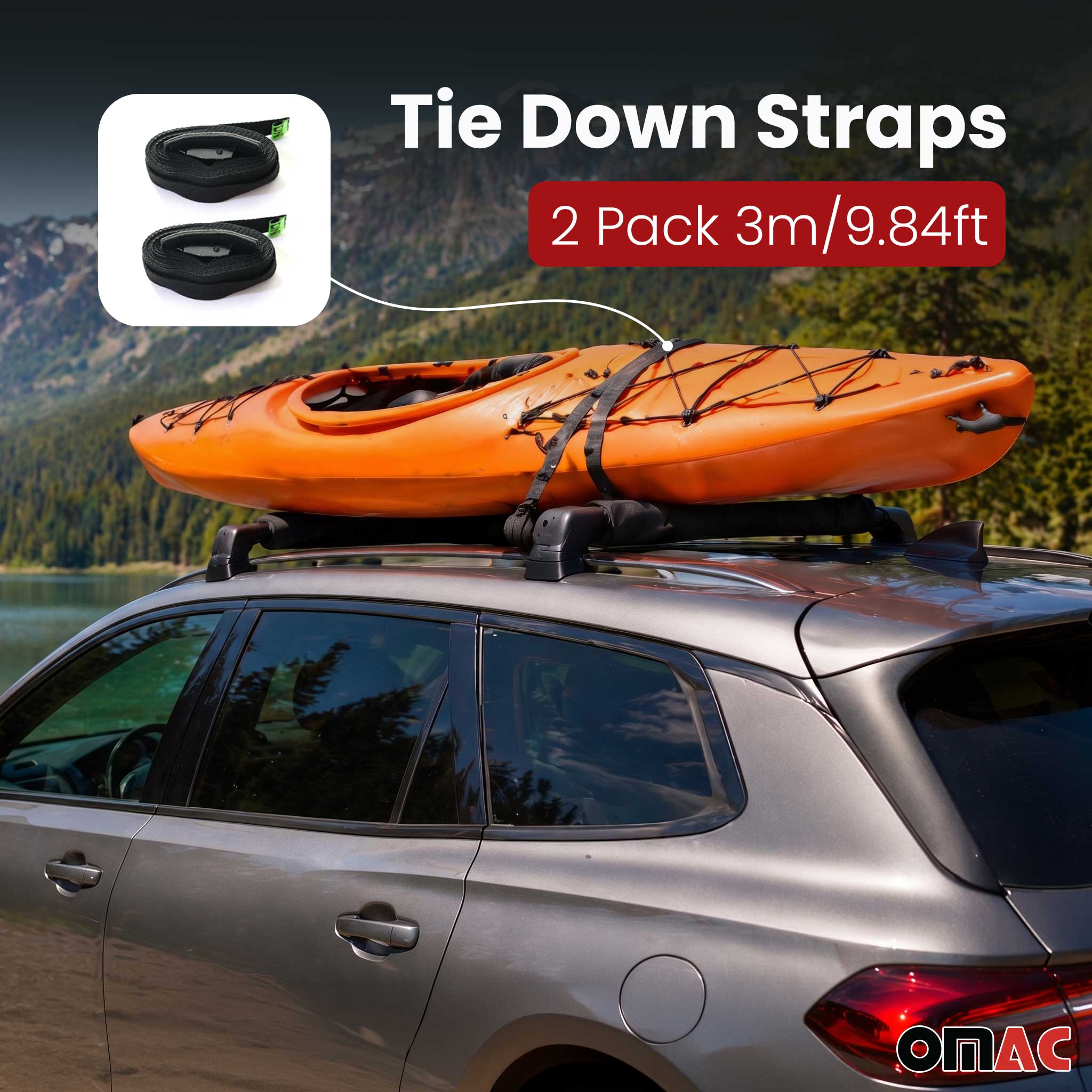 Kia 19" Roof Rack Pads Surfboard Windsurf Crossbar Pads Black 2 Pcs
