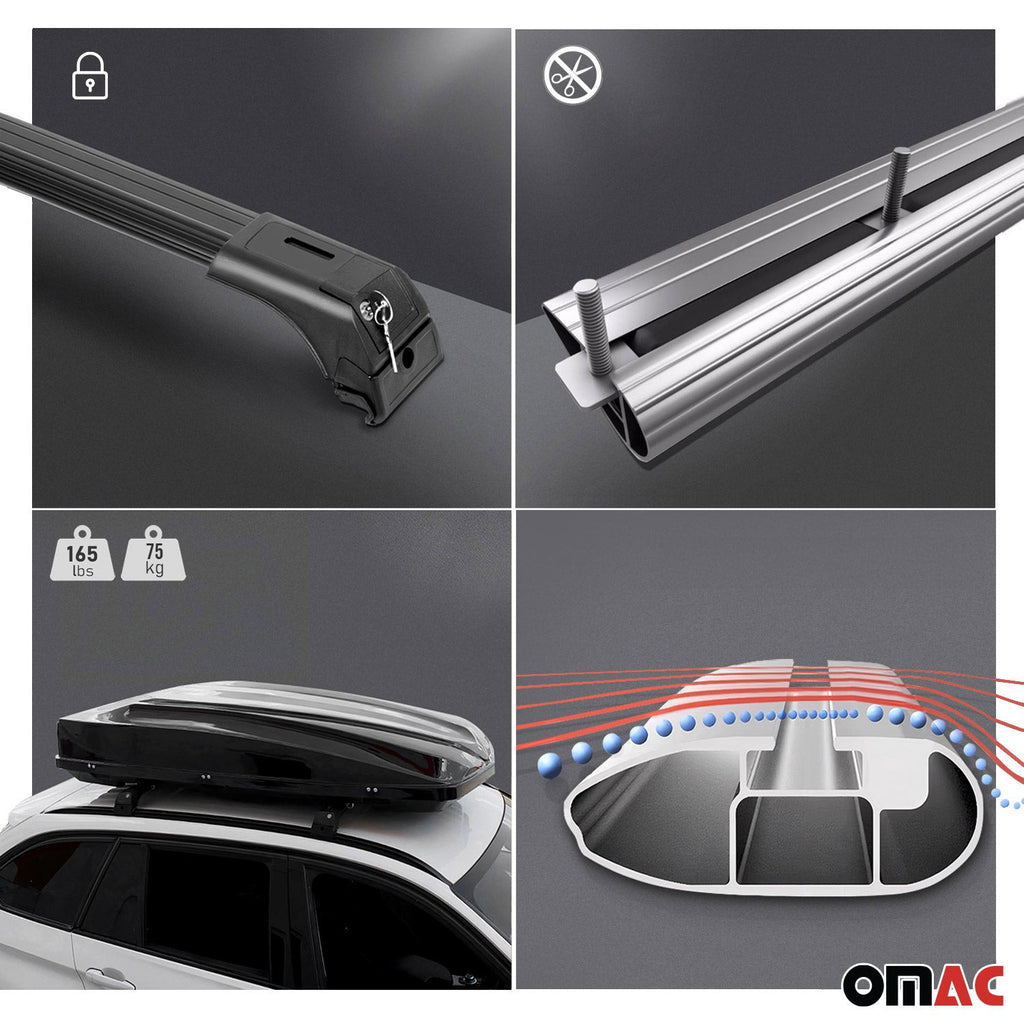 Roof Rack Cross Bars Aluminum for BMW X3 F25 2011-2017 Silver 2Pcs