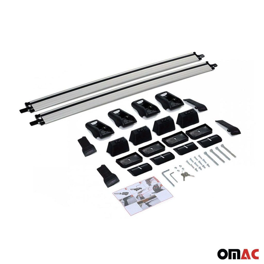 2016-2023 Fiat 500X Roof Rack Cross Bars Silver