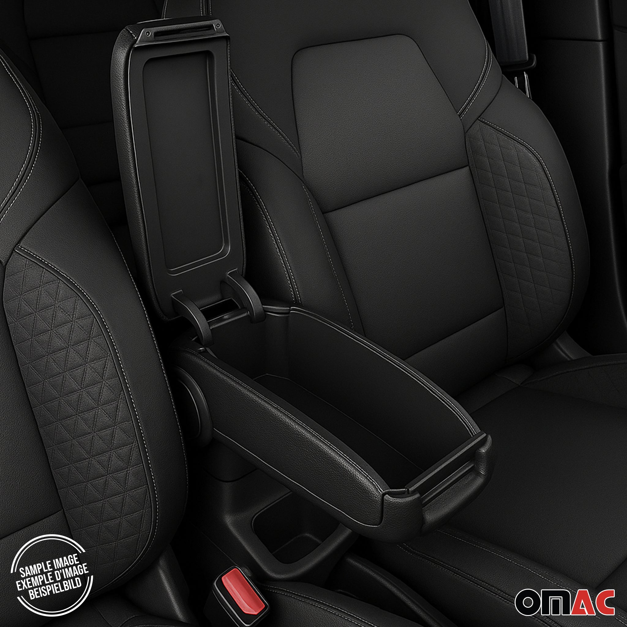 2013-2018 Hyundai i10 Black Center Console Armrest Plastic PU Leather 1Pc